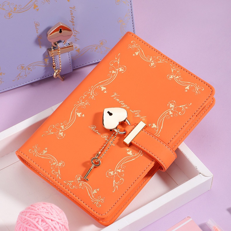 Sổ mã có khóa, khóa da nhật ký A6, khóa du lịch dành cho nữ và sinh viên đại học