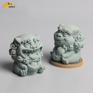 Bộ 2 bức tượng sư tử mini bằng đá chạm khắc tinh xảo trang trí cửa sổ