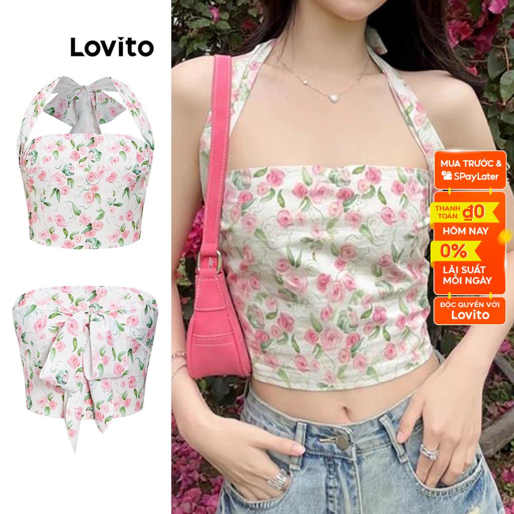 Lovito Áo ba lỗ boho Ditsy hoa nơ phía trước cho nữ L56ED008 (Nhiều Màu)