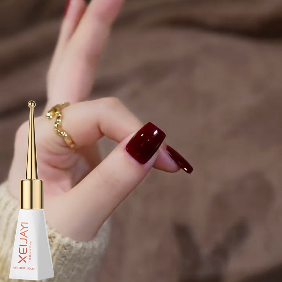 Fzc Bộ 2 Lọ Keo Dán Móng Tay Màu Đỏ Rượu Vang Trơn Hình Mắt Mèo Phổ Biến