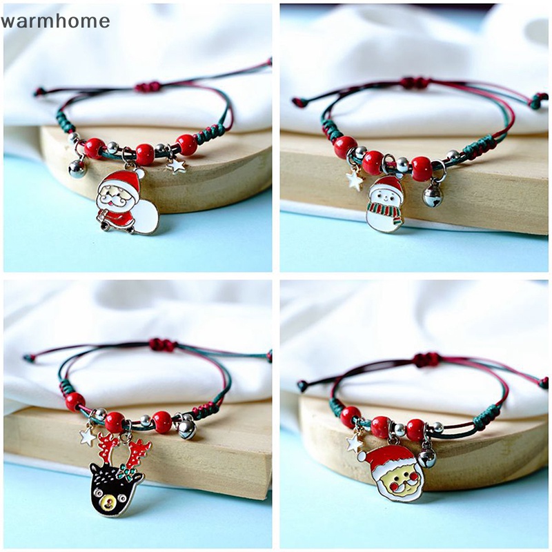 Vòng Đeo Tay Dây Bện Mặt Ông Già Noel / Quả Chuông Giáng Sinh Thích Hợp Làm Quà Tặng Cho Cặp Đôi rft