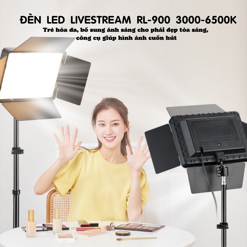 Đèn LED Barndoor vuông RL-900 Trợ Sáng Có Remote điều khiển Chụp ảnh Studio Quay phim