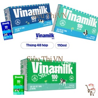 Thùng 48 hộp sữa tươi vinamilk 100% x 110ml