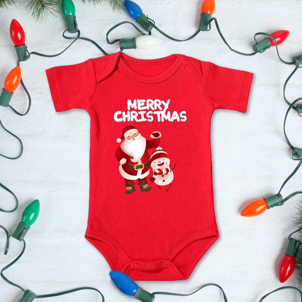 Bộ Áo Liền Quần 100% cotton In Họa Tiết Giáng Sinh Dễ Thương Cho Trẻ Sơ Sinh