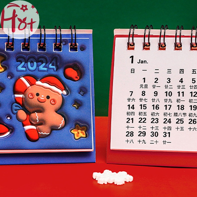 Lịch Để Bàn mini Họa Tiết Hoạt Hình 3d Dễ Thương jr 2024 christmas mini jr 2024