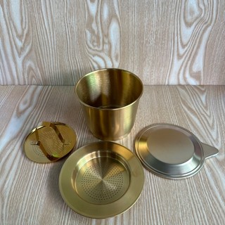Phin Pha Cà Phê Inox Size 14 Mạ Vàng Cao Cấp Pha 200gr Bột Cà Phê