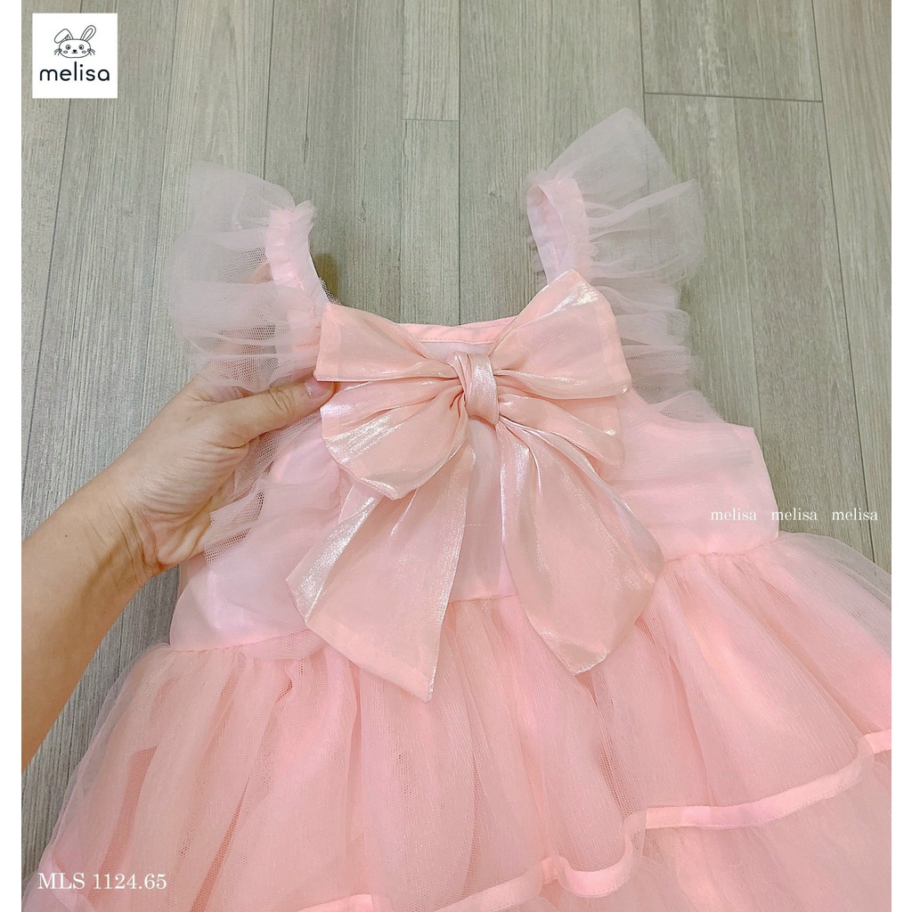 Váy voan 2 dây nơ ngực tùng xòe