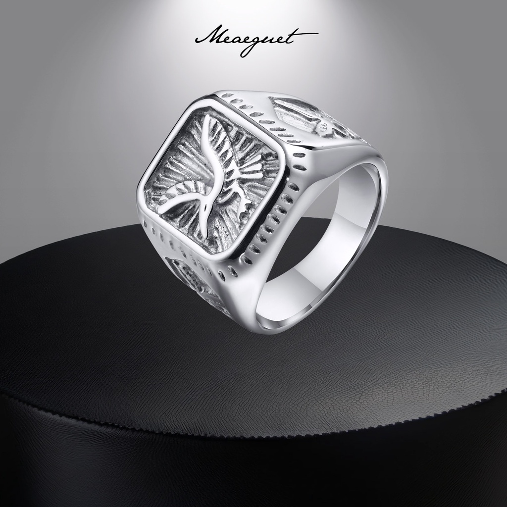 Meaeguet Vintage Eagle Nhẫn Nam Mạ Vàng 18k Thép Không Gỉ Bạc Nhẫn Vàng Nam Trang Sức