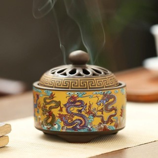 Lư sứ xông trầm cao cấp - khắc bát nhã - trầm hương yên lộc