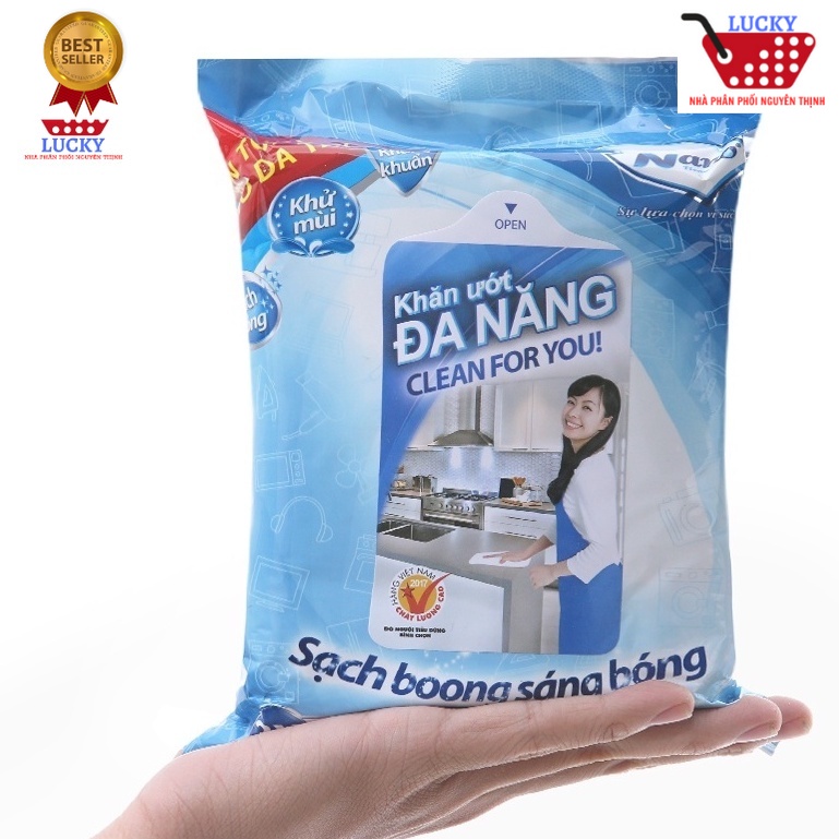 1 Gói (30 tờ)  Khăn ướt  lau bếp đa năng Nano kháng khuẩn hương tự nhi