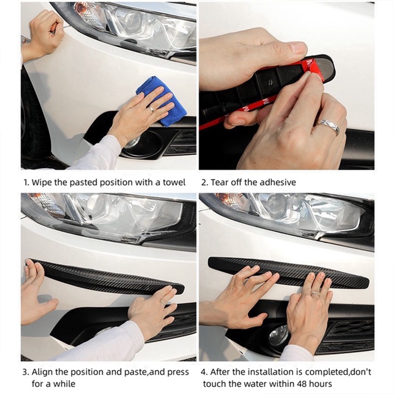 Aayetd Bộ 2 Miếng Dán Sợi carbon Chống Trầy Xước Bảo Vệ Thân Xe Hơi