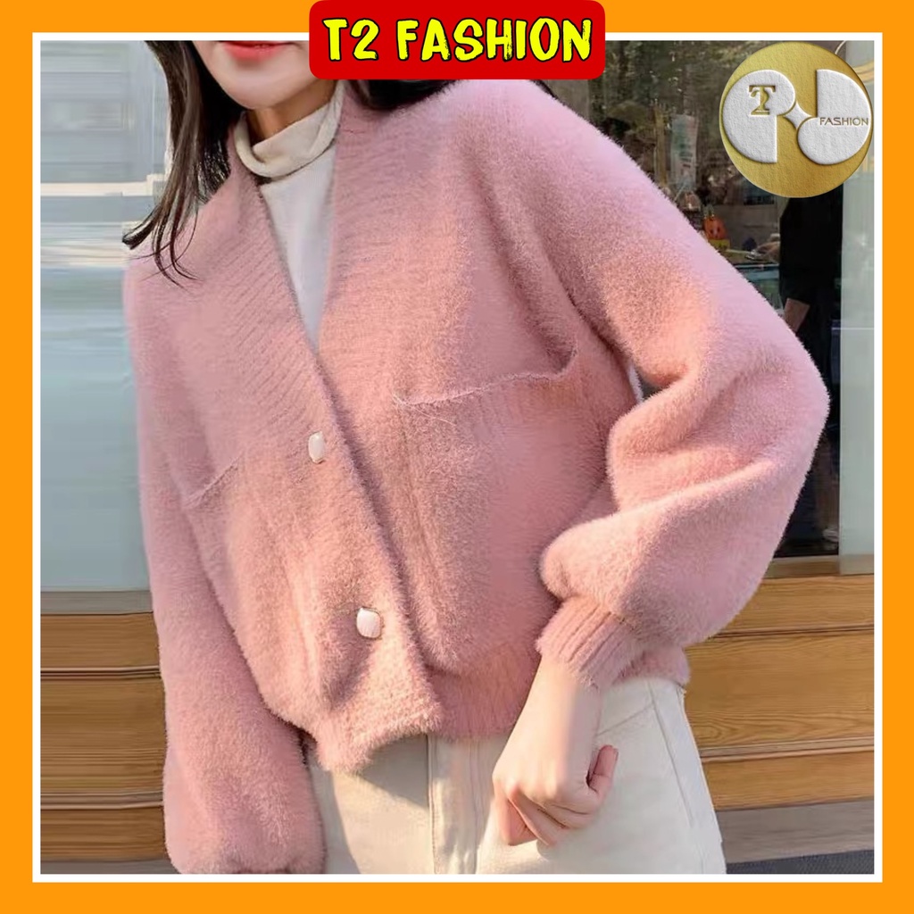 Áo khoác Cardigan len Lông Thỏ, tay bồng xinh xắn - Loại đẹp T455