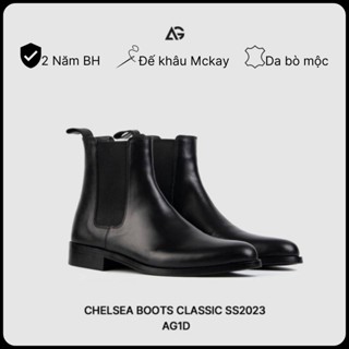 [sẵn] Giày Chelsea boots nam, giày da cao cấp da bò nhập khẩu handmade August shoes AG1D chính hãng bảo hành 24 tháng
