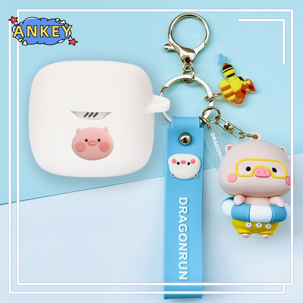For JBL Tune Flex 225 220 Earphone Silicone Case Cute Pig Earbuds Soft Protective Headphone Cover Headset Skin with Pendant