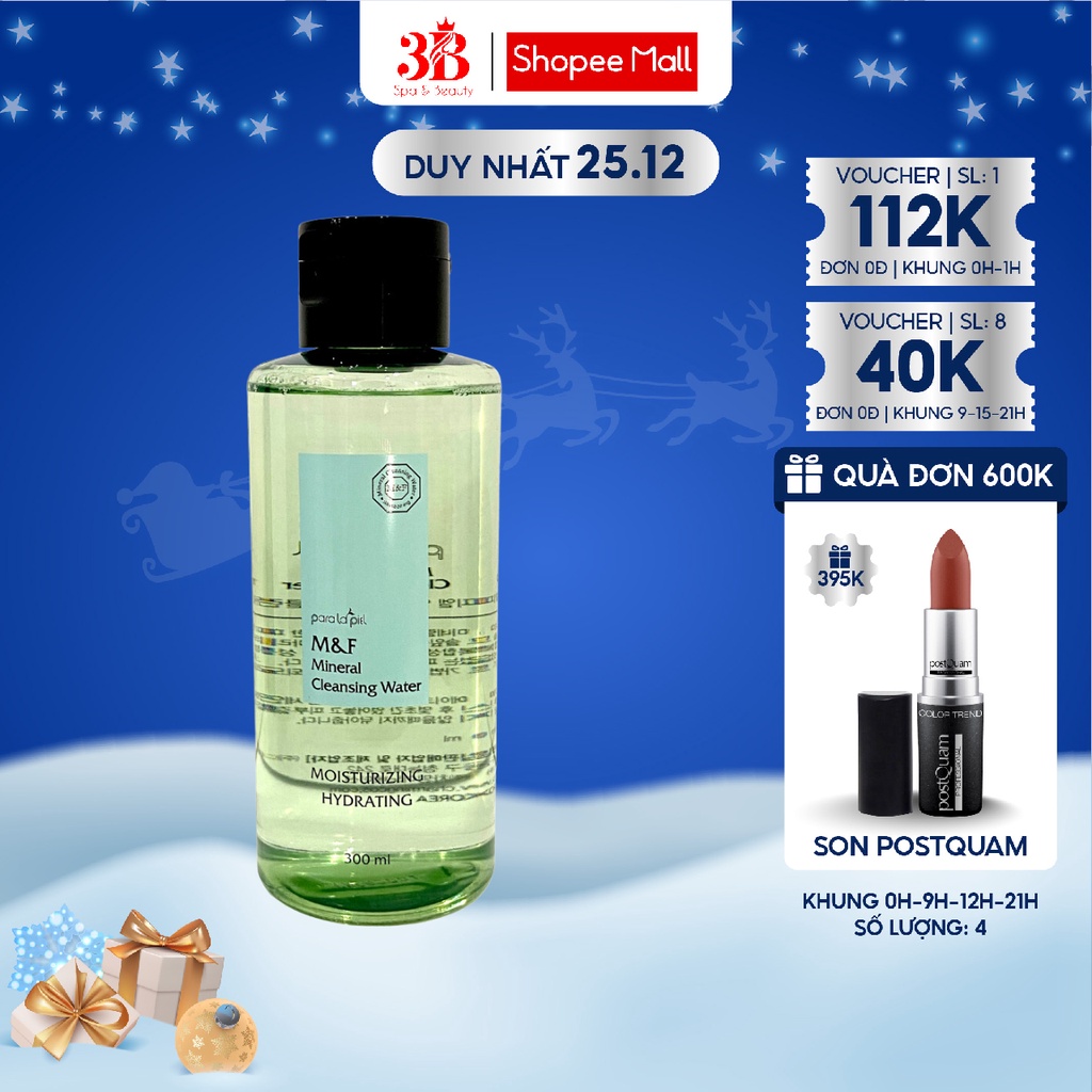 Nước Tẩy Trang PARALAPIEL M&F Mineral Cleansing Water Làm Sạch Dịu Nhẹ, Không Gây Khô Da 300ML A02