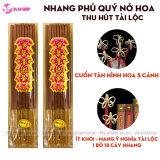 Nhang Phú Quý Nở Hoa , Bó 18 nén nhang phú quý thu hút tài lộc , thịnh vượng , cuộn tàn nở hoa 5 cánh bắt mắt