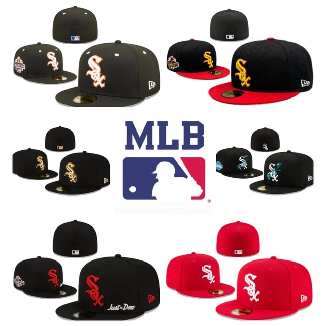 MLB Mũ Lưỡi Trai Màu Đen / Trắng In Chữ chicago 59fi.ft.y