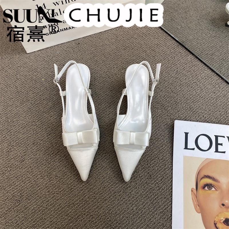 CHUJIE  dép sandal nữ đế cao giày cao gót nữ đi chơi giày sandal cao gót mũi nhọn 2023NEW mẫu mới FPD23912ED 37Z230915