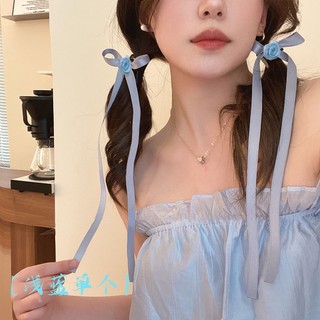 Dây buộc tóc đính nơ ruy băng hoa hồng cao cấp