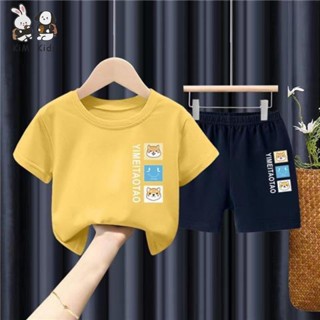  Set Áo Thun Tay Ngắn Phối Quần short Thời Trang Cá Tính Dành Cho Bé 