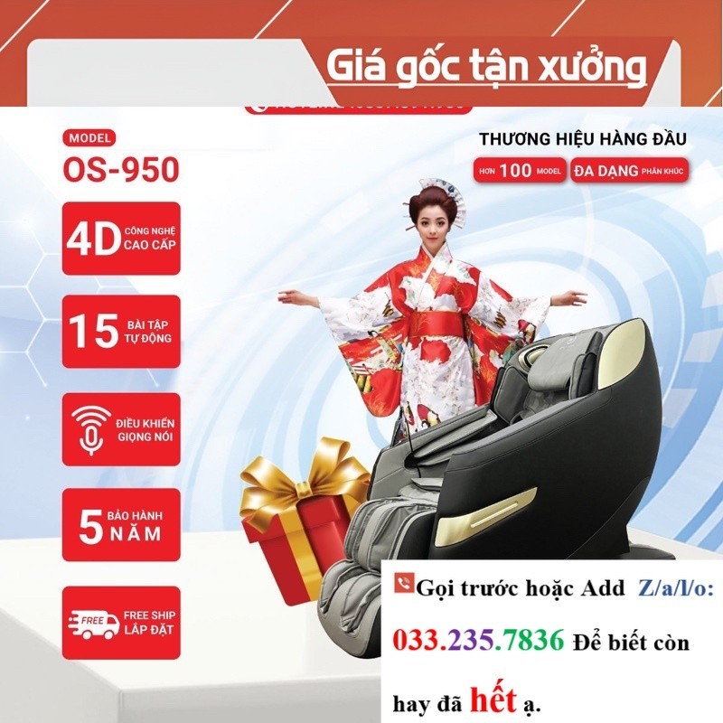 Ghế massage toàn thân Okinawa OS-950 4D+, trị liệu , điều khiển giọg nói - <<Hãng
