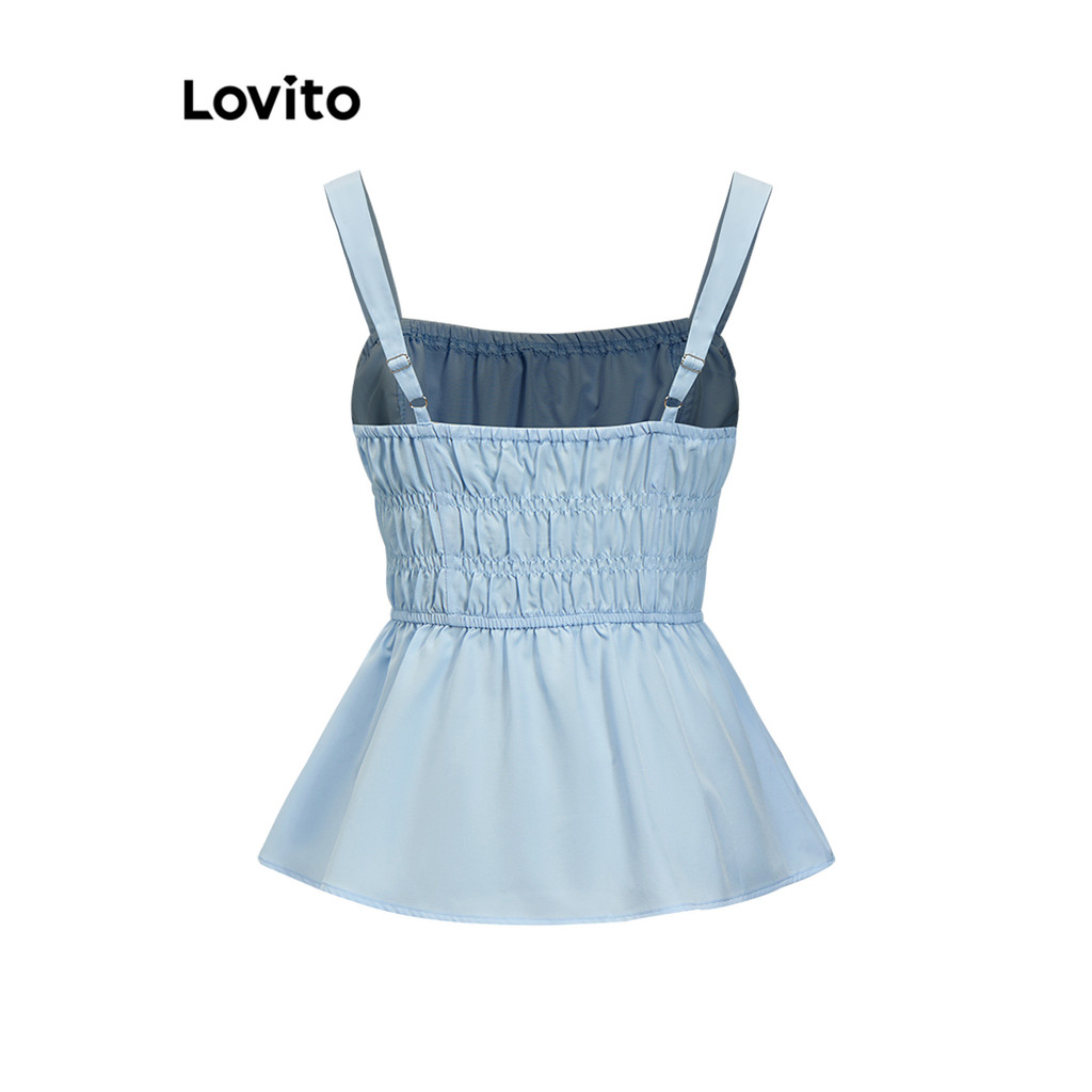 Lovito Áo ba lỗ có dây buộc trơn dễ thương dành cho nữ LBA82071 | BigBuy360 - bigbuy360.vn