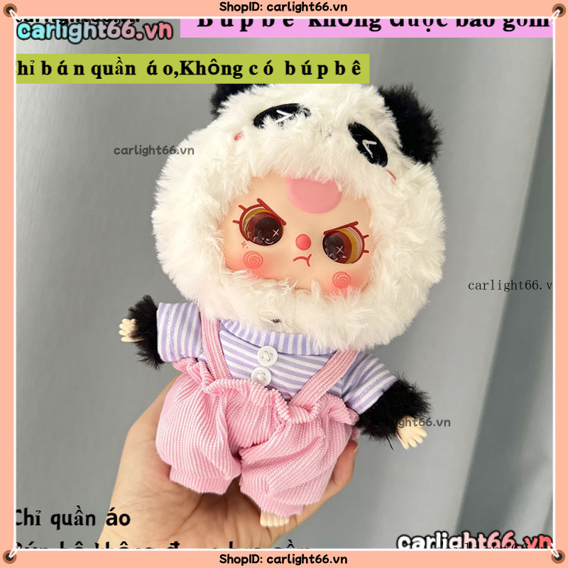 quần áo baby three v3 20cm|hồng Quần yếm+áo sơ mi,cho 21cm baby three v3