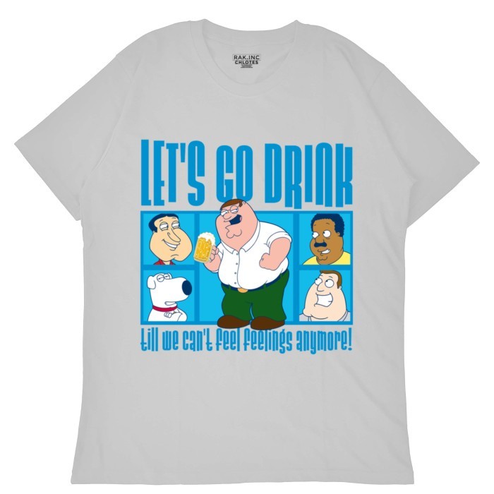 Vui nhộn Kaos Putih Pria Baju Họ Guy Letsgo Uống Hoạt Hình Áo Thun Distro In Hình