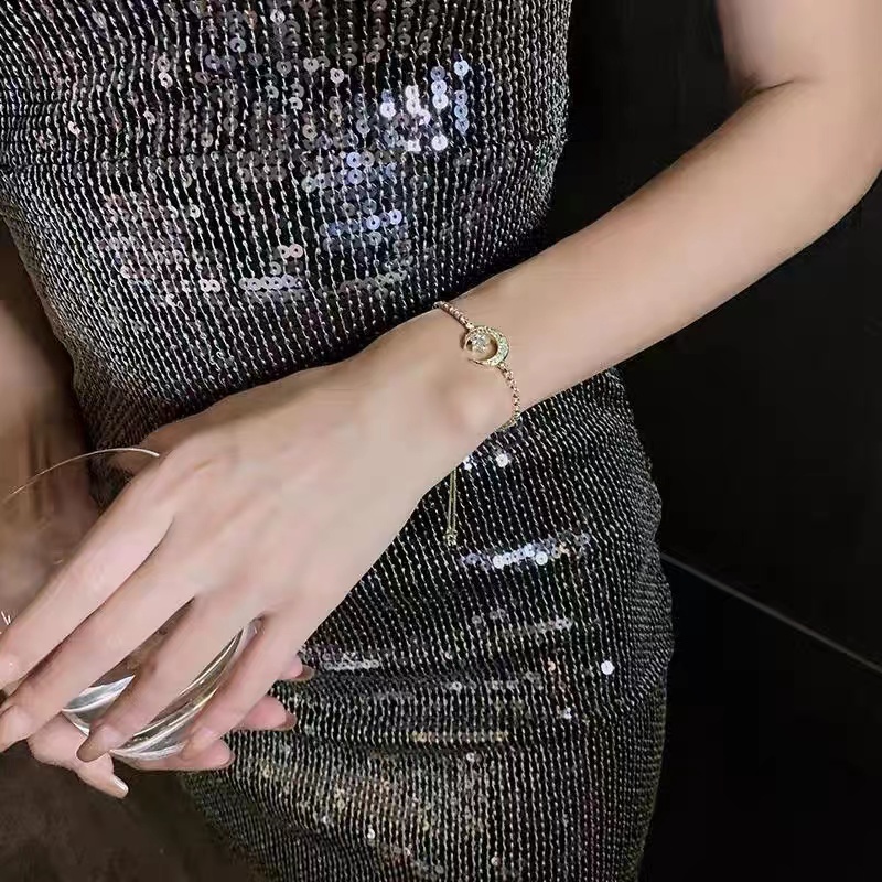 Vòng Tay Đính Đá Màu Vàng Hồng / Bạc Đơn Giản Cho Nữ