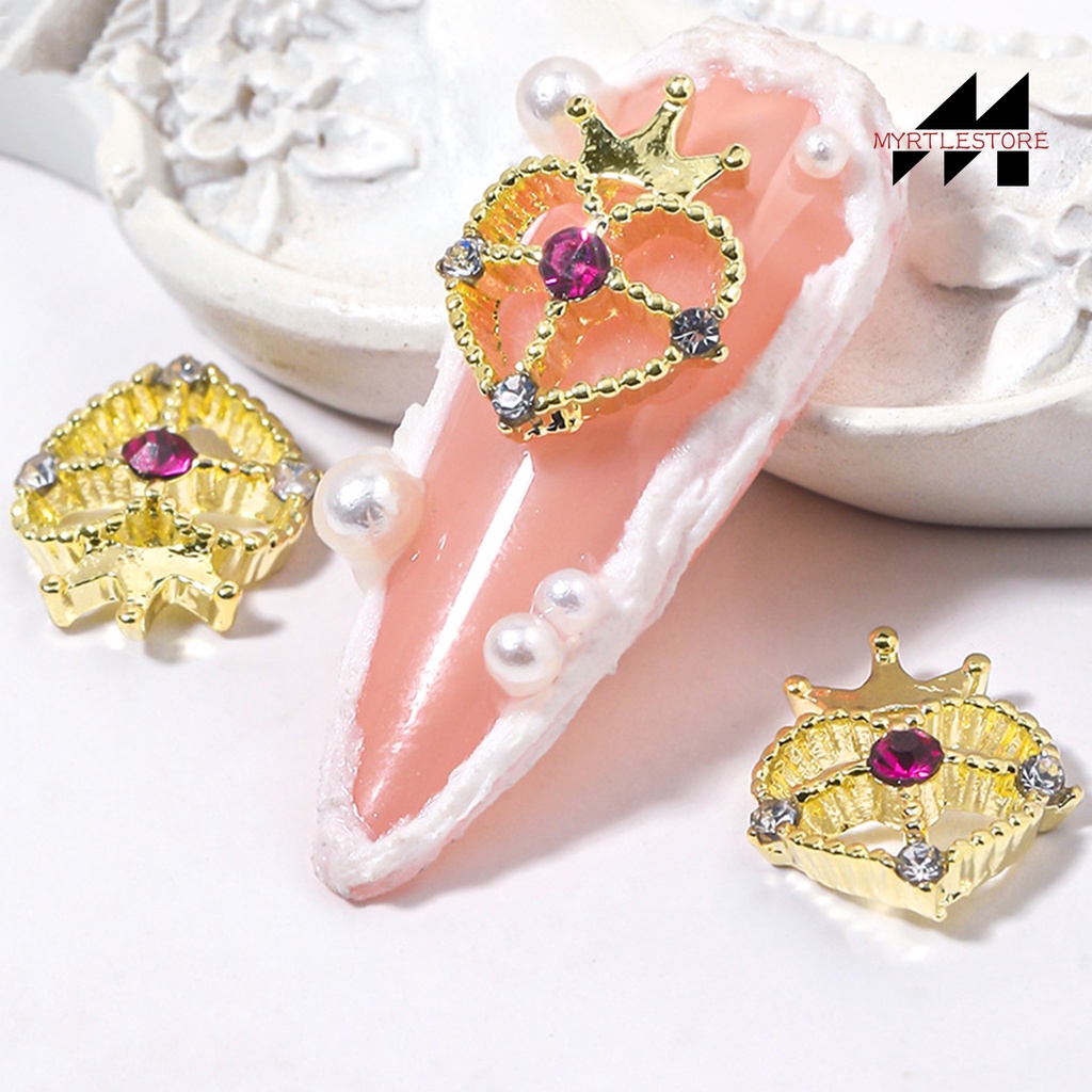 Set 10 Phụ Kiện Trang Trí Móng Tay 3d diy Hình Vương Miện / Trái Tim