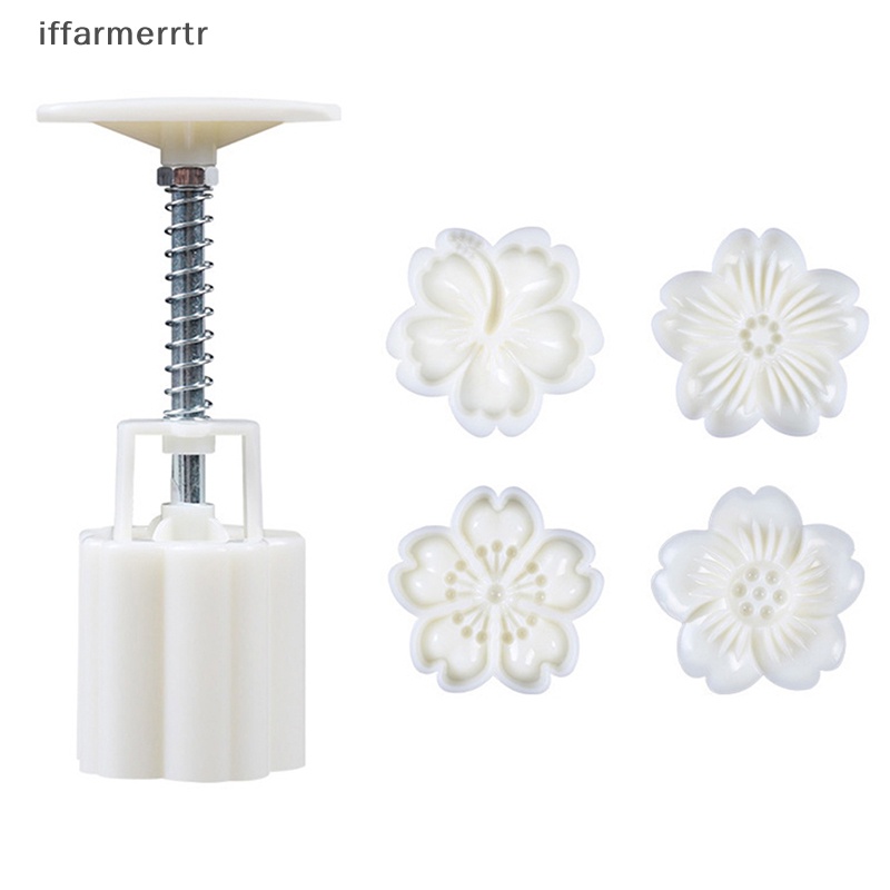 Set 4 Khuôn Nhấn Tay Làm Bánh Trung Thu Hình Hoa Anh Đào 3d
