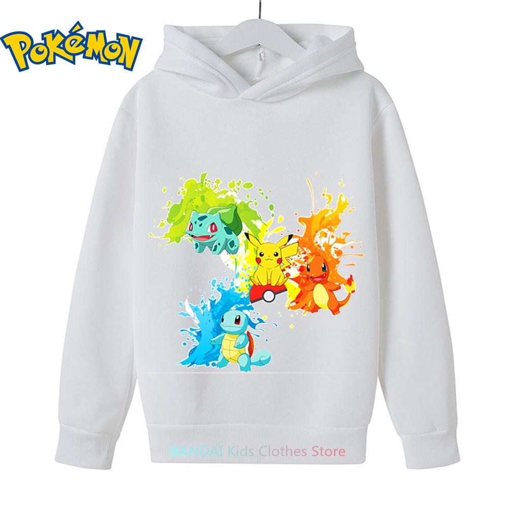Áo hoodie In Hình pikachu Đáng Yêu Cho Bé 3-12 Tuổi