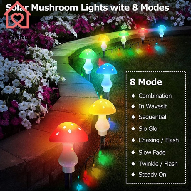 Dây Đèn led Hình Nấm Trang Trí Sân Vườn Sử Dụng Năng Lượng Mặt Trời