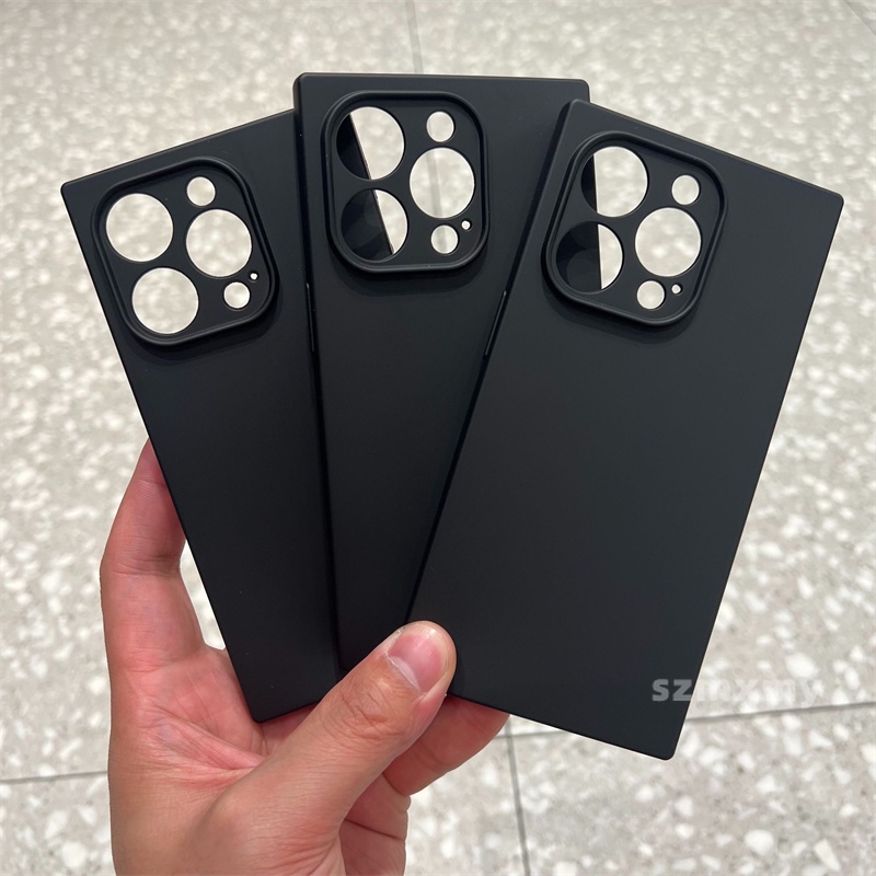 Ôp Điện Thoại Silicon Dẻo Hình Vuông Màu Đen Nhám Sang Trọng Cho iphone 15 14 13 12 11 pro max 14plus Vỏ