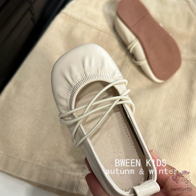 Giày Da Bít Mũi Chống Trượt Phong Cách Hàn Quốc Cho Bé Gái