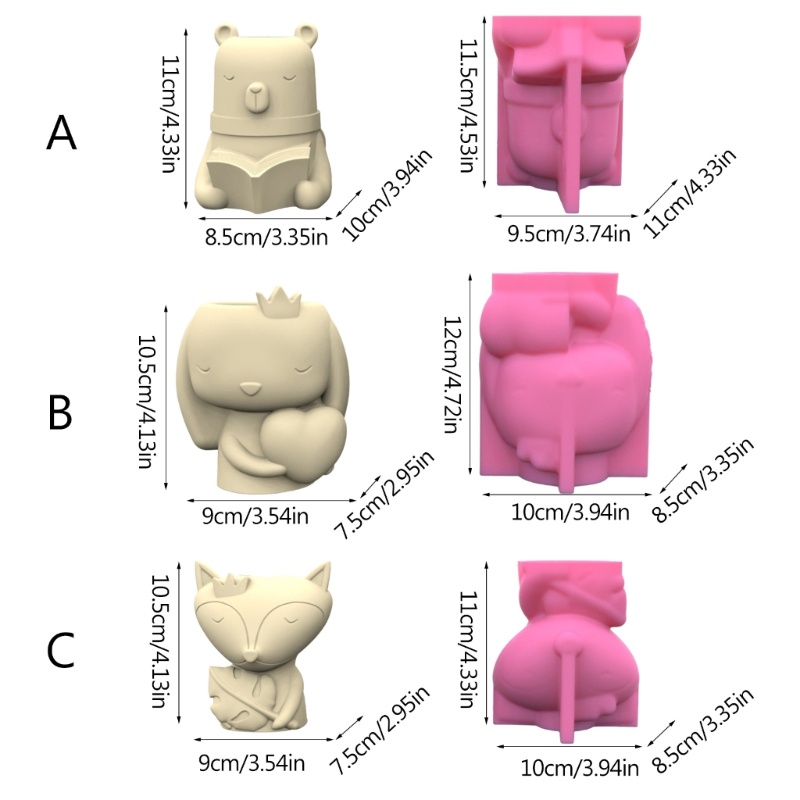 Khuôn silicone Làm Chậu Hoa / Chậu Cây Hình Gấu / Thỏ Đáng Yêu