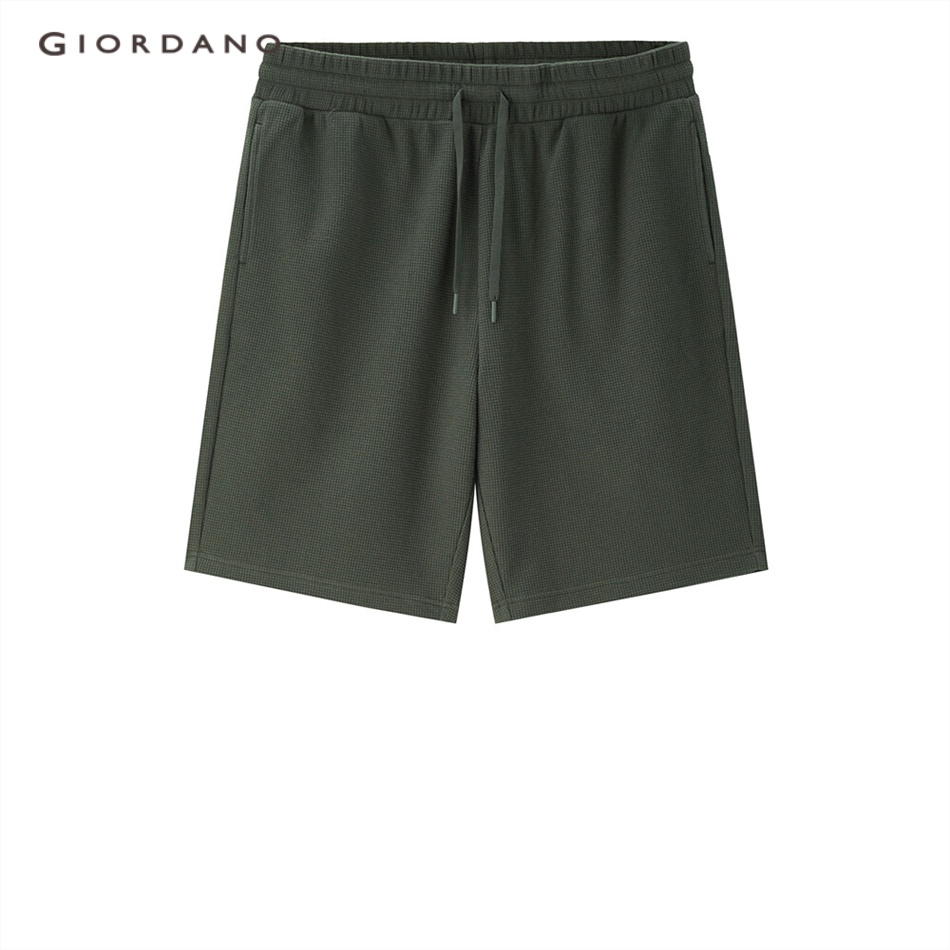 Quần short nam giản dị in chữ Anh chất vải dệt kim có cảm giác thoáng khí thời trang thương hiệu Giordano  01101493