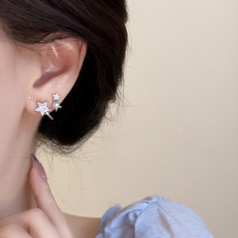 Bông Tai Mạ Bạc 2K Hình Ngôi Sao Đính Ngọc Trai Thời Trang Cho Nữ