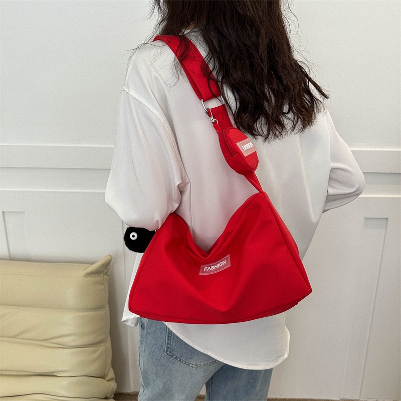 Túi Đeo Chéo canvas Màu Trơn Phong Cách Nhật Bản Mới 2023