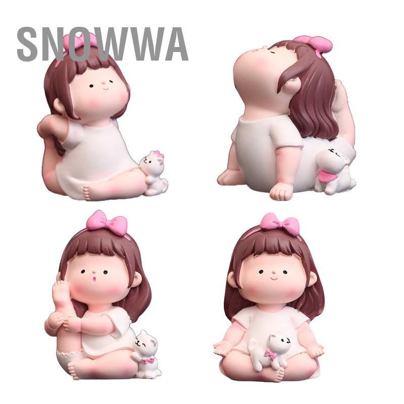 Snowwa Bức tượng cô gái tập yoga Hoạt hình đáng yêu Dễ thương Trang trí thời trang Tư thế Yoga Cô cho ô tô