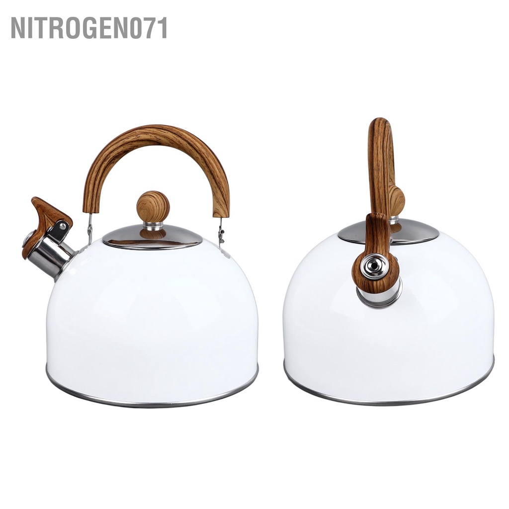 Nitrogen071 2.5L Thép không gỉ Huýt Sáo Ấm Siêu Tốc Làm Dày Chống Rỉ Sét Đa Năng Nước Đáy phẳng Kette Trắng