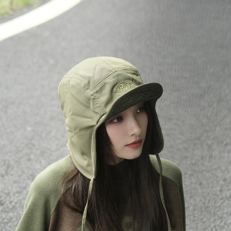 Mũ cotton Giữ Ấm Bảo Vệ Tai Cột Dây Phong Cách retro Cho Cặp Đôi