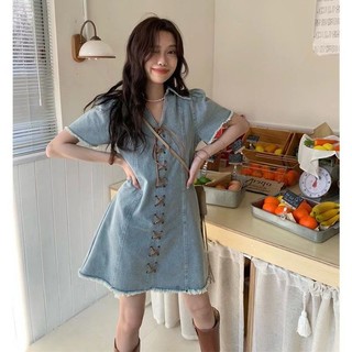Đầm denim Cao Cấp Phong Cách hong kong Thời Trang Mùa Hè Hàng Mới 2023