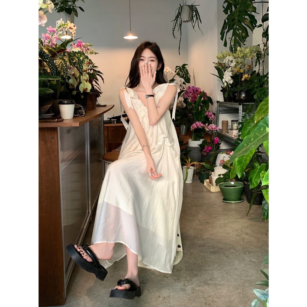 Váy Maxi, Đầm Maxi, Váy Đi Chơi, Đi Biển, Váy Tơ 2 Lớp, Váy Dáng Dài, Váy Nơ, Váy Hàn Quốc