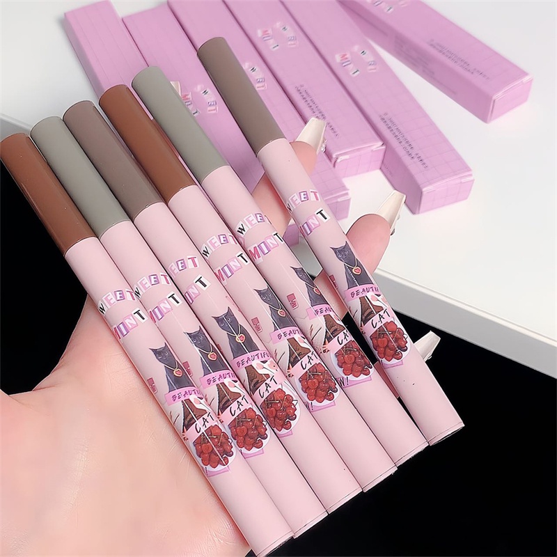 Abpopa Bút Chì Kẻ Lông Mày Mỏng Màu Bạc Hà Ngọt Ngào Với Đầu Chia Không Bị Nhòe