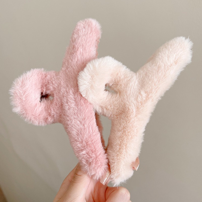 Kẹp Tóc Hình Cá Mập Phủ Lông Siêu Lớn Thời Trang Thu Đông