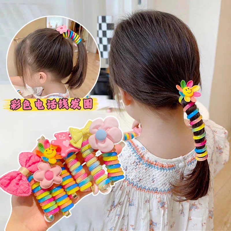 Dây Buộc Tóc Cao Su buộc tóc lò xo Co Giãn Đính Hoa Nhỏ Dễ Thương Cho Nữ Và Trẻ Em