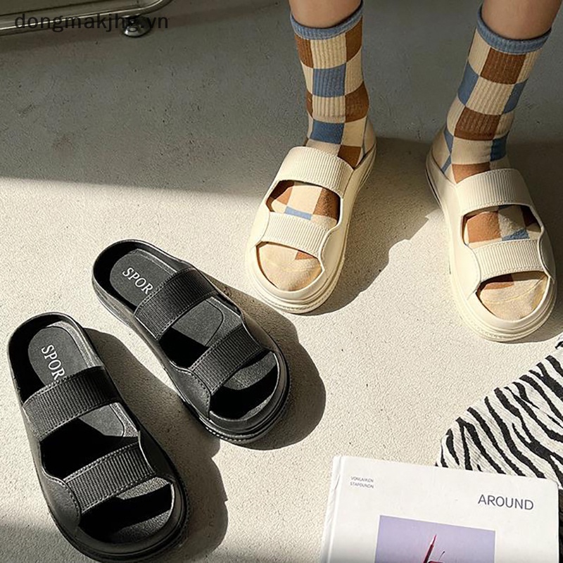 Dép Quai Ngang Đế Dày Chống Trượt Màu Trơn Thời Trang Dành Cho Nữ