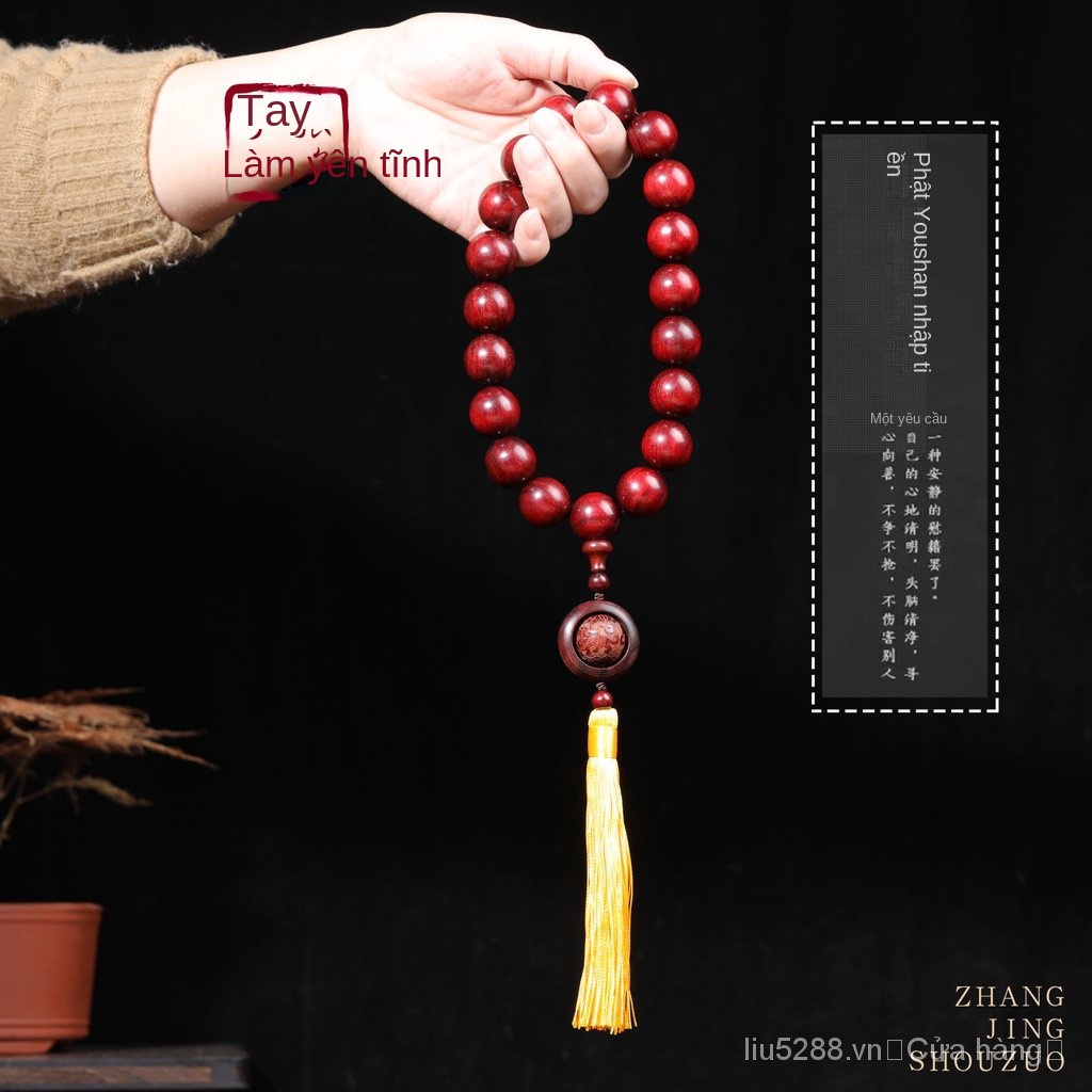 Chuỗi Hạt Phật Giáo Cầm Tay Bằng Gỗ Đàn Hương Màu Đỏ Tám Phúc