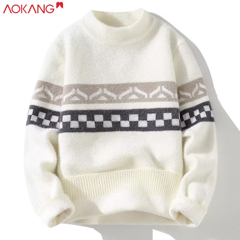 Aokang Áo sweater Dệt Kim Dày Dáng Rộng Kẻ Sọc Kiểu Hàn Quốc Thời Trang Thu Đông Cho Học Sinh